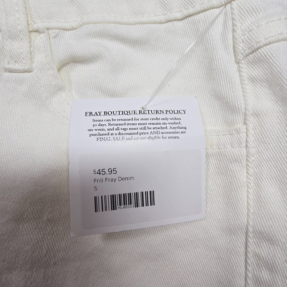 Womens White Raw Hem Flare Fairy Cottage Jean Cropped Small 28x26 Festival Indie - Picture 12 of 12